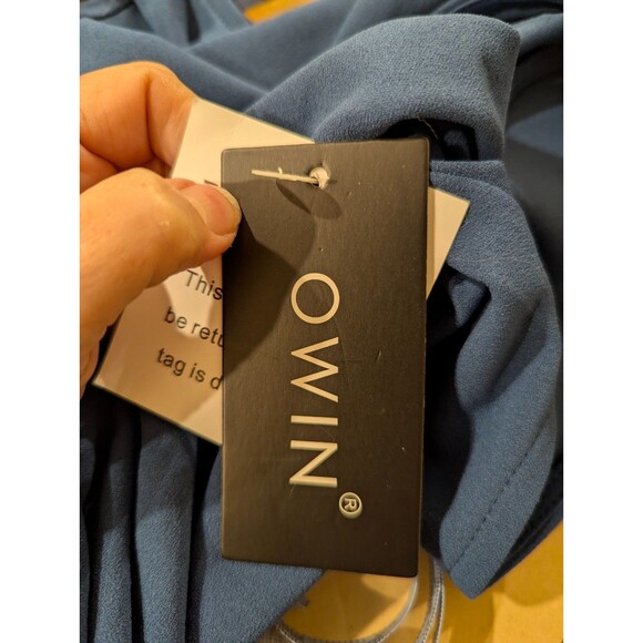 OWIN Blue Off Shoulder Ruched Bodycon Midi Dress Size M NWT - Picture 6 of 7